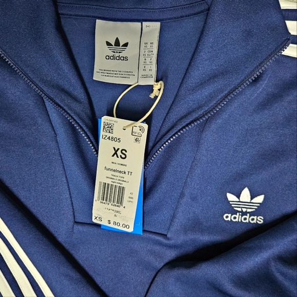 adidas Adicolor Track Top Pullover Funnel Neck Qtr Zip Jacket Navy XSMALL NWT - Picture 8 of 10